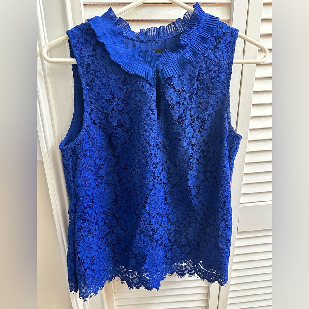 Blue lace blouse by J Crew